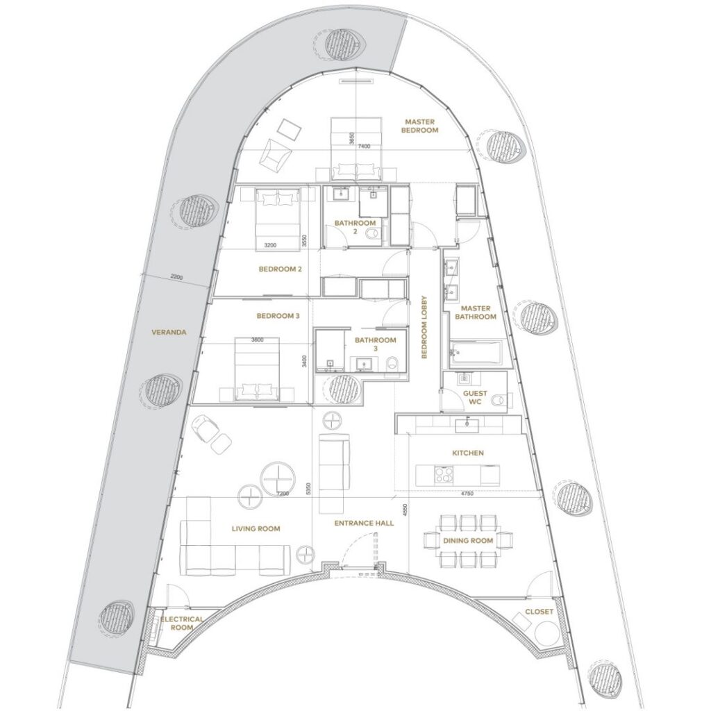 Floorplan for 4-bedroom Apartment, Ayia Napa, Famagusta, Cyprus