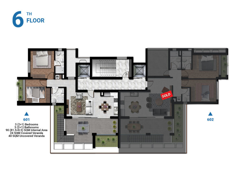 Floorplan for 2-bedroom Apartment, Mackenzie, Larnaca, Cyprus