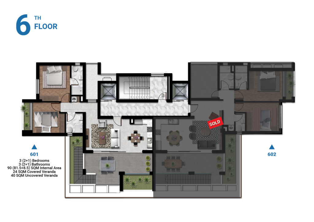 Floorplan for 2-bedroom Apartment, Mackenzie, Larnaka, Cyprus