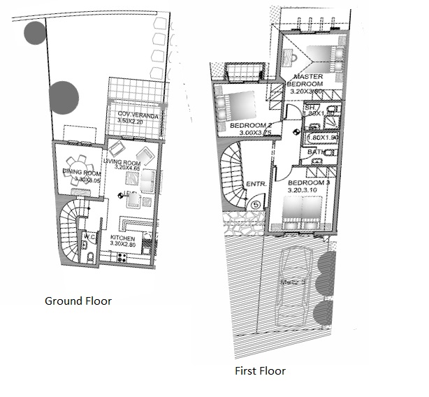 Floorplan for 3-bedroom Townhouse, Polis Chrysochous, Paphos, Cyprus