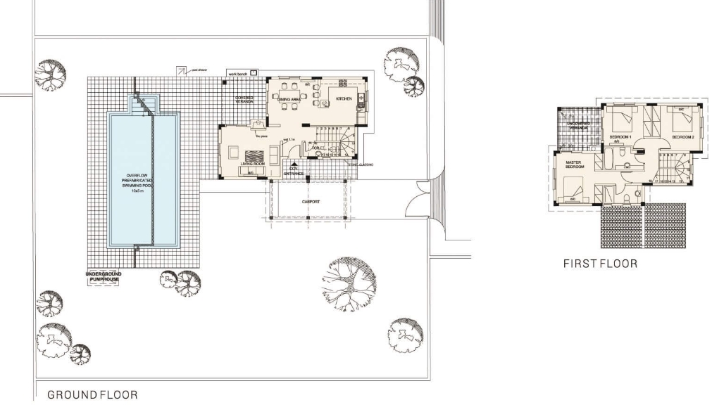 Floorplan for 3-bedroom Villa, Pegeia, Paphos, Cyprus