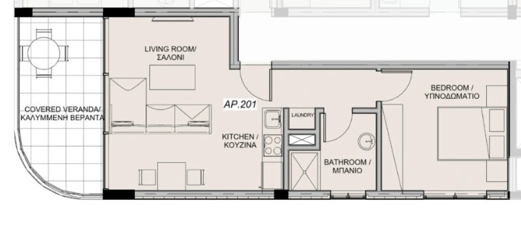 Floorplan for 1-bedroom Apartment, Limassol, Limassol, Cyprus