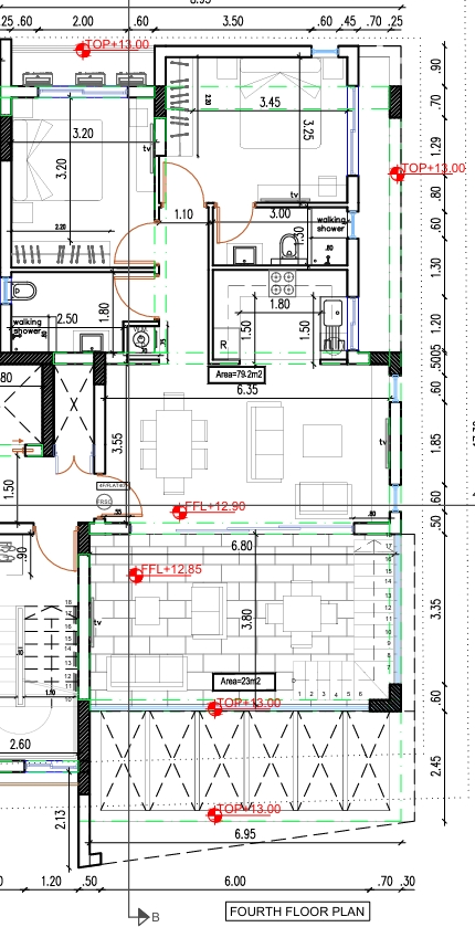 Floorplan for 2-bedroom Apartment, Larnaca Town Centre, Larnaca, Cyprus