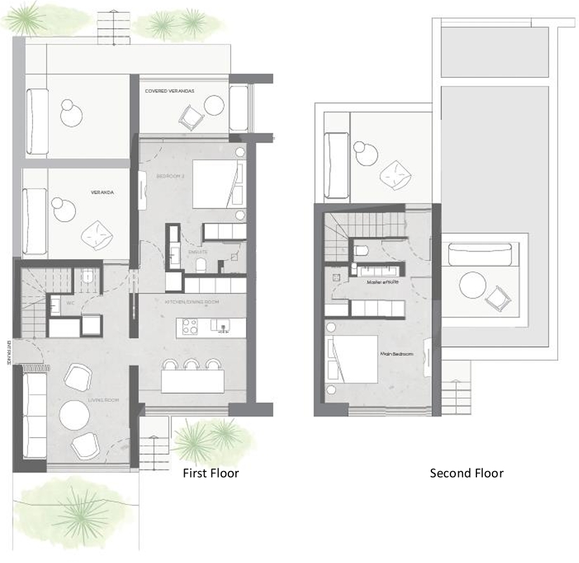 Floorplan for 2-bedroom Duplex Apartment, Kallepia, Paphos, Cyprus