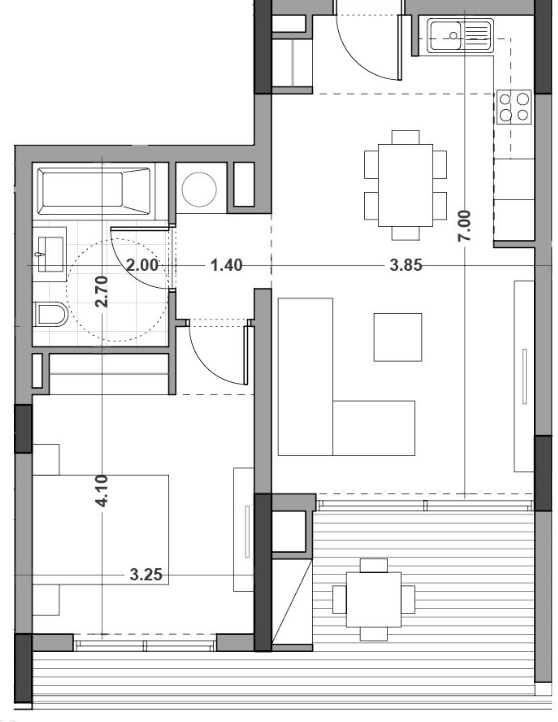 Floorplan for 1-bedroom Apartment, Germasogeia, Limassol, Cyprus