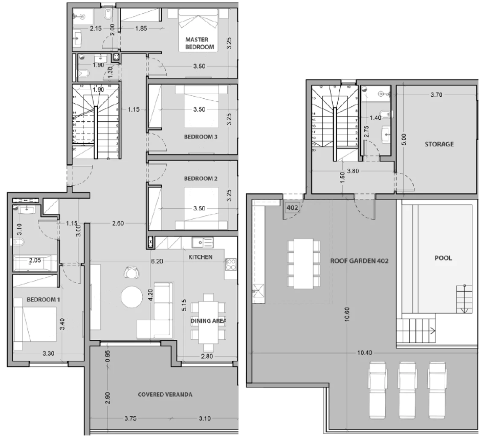 Floorplan for 4-bedroom Penthouse, Germasogeia, Limassol, Cyprus