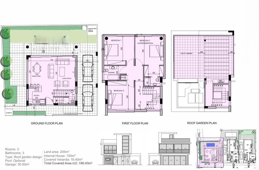 Floorplan for 3-bedroom House, Dromolaxia, Larnaka, Cyprus